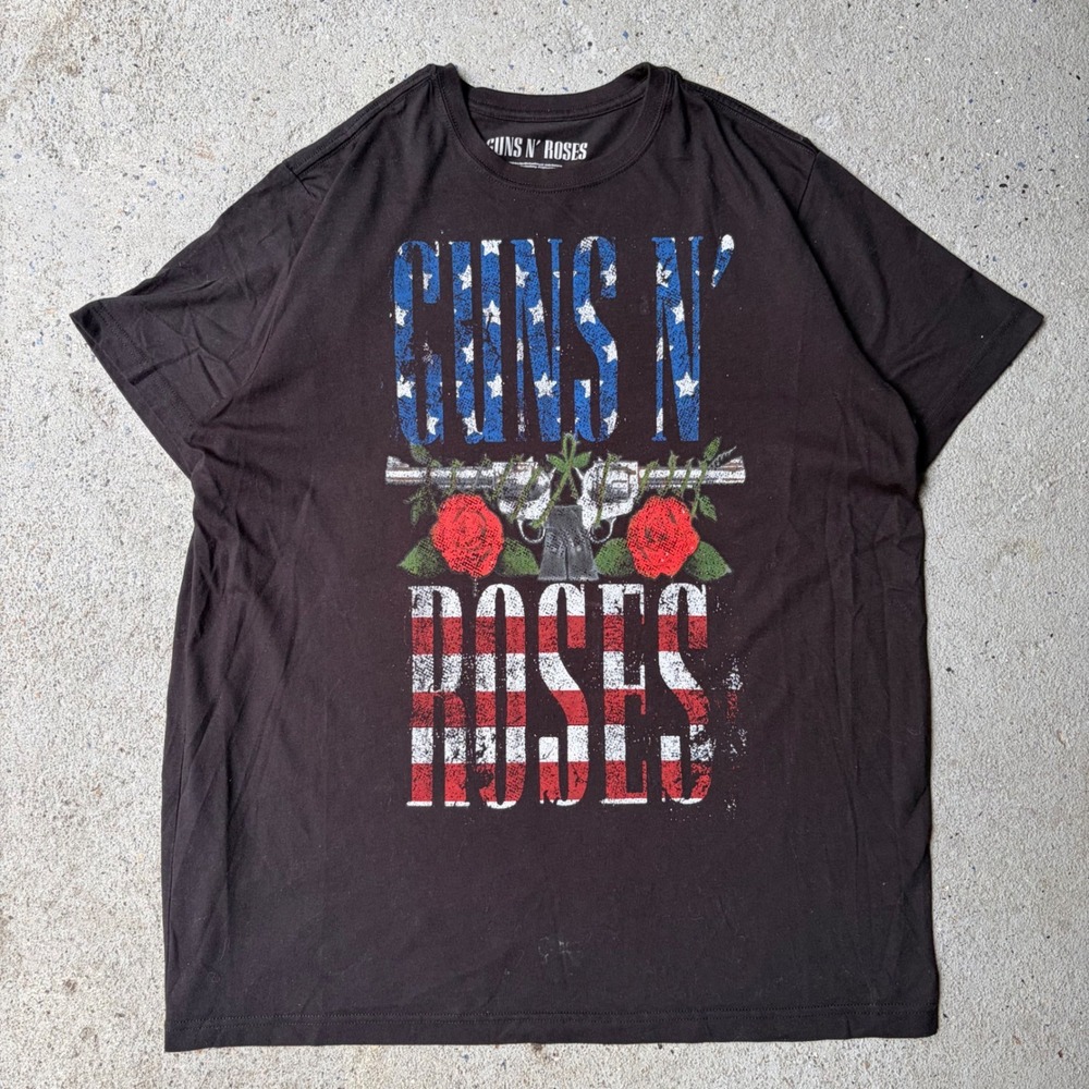 Guns N Roses Mens XL Graphic T-Shirt Black Stars Stripes Americana Band Tee - Picture 2 of 3